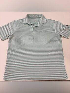Rhoback Men’s Mint Green & White Striped Performance Polo
